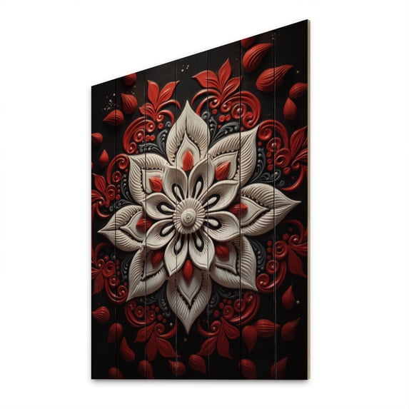 Designart "Rangoli s Divine Patterns in Hinduism I" Hinduisim Print on Natural Pine Wood