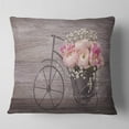 thumbnail image 1 of Designart Ranunculus Flowers on Bicycle - Floral Throw Pillow - 18x18, 1 of 4
