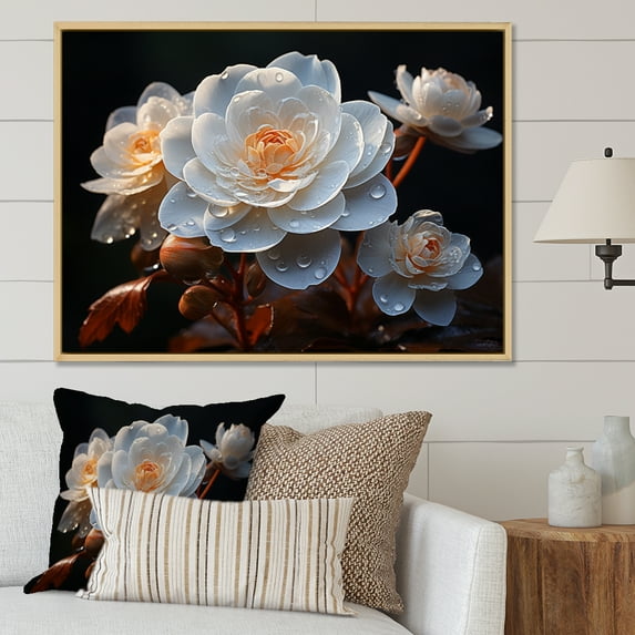 Designart "Ranunculus composition" Floral Floater Framed Canvas Wall Art