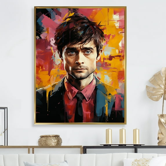 Designart "Raspberry Radcliffe In Portrait II" Pop Art Floater Framed Canvas Wall Art