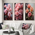 thumbnail image 1 of Designart "Ravishing Roses Bouquet Pretty in Pink III" Floral Framed Wall Art Set Of 3 - Pink Roses Frame Gallery Wall Set For Home Decor, 1 of 7