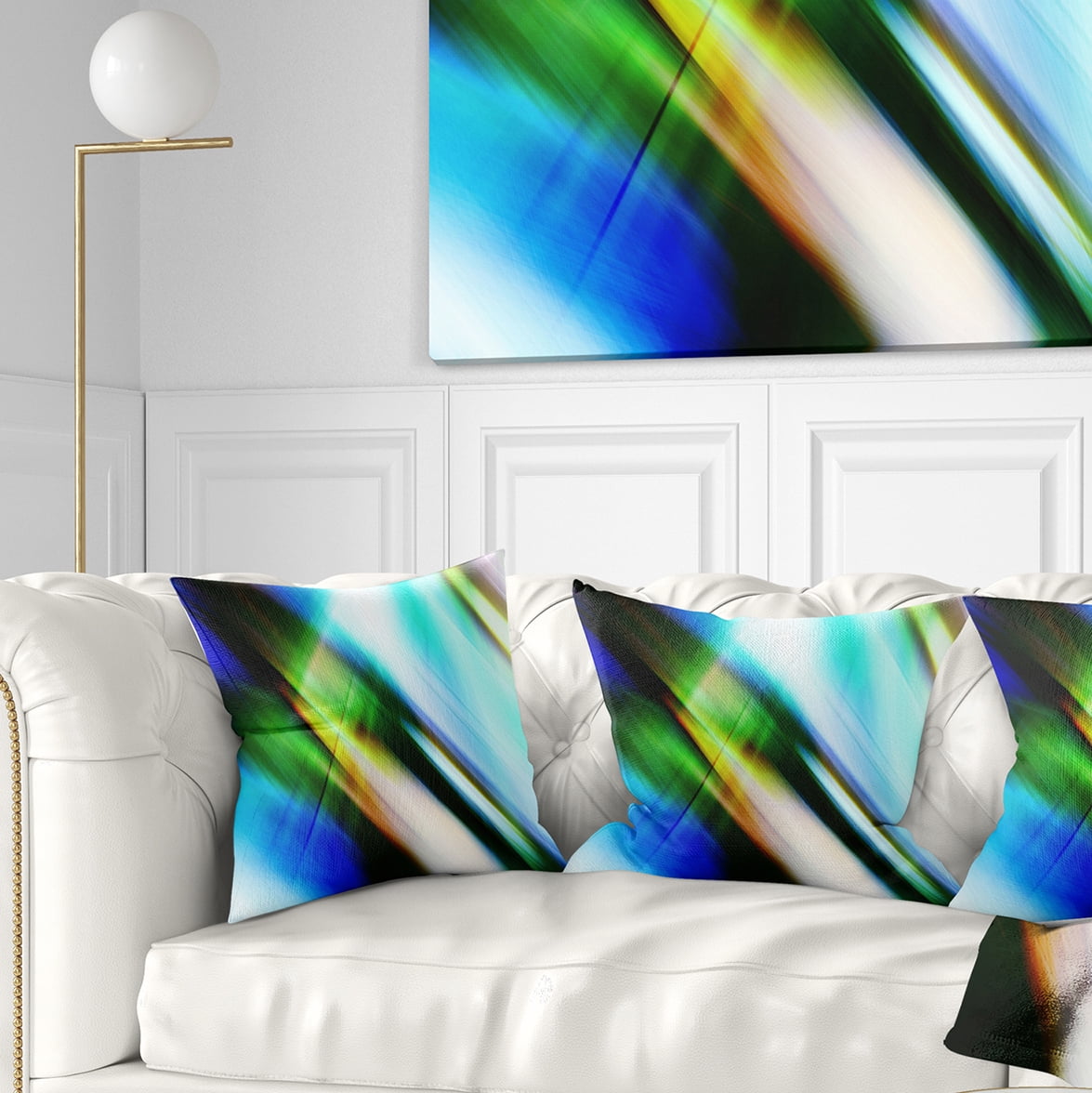 Designart Rays of Speed Blue Green - Abstract Throw Pillow - 18x18
