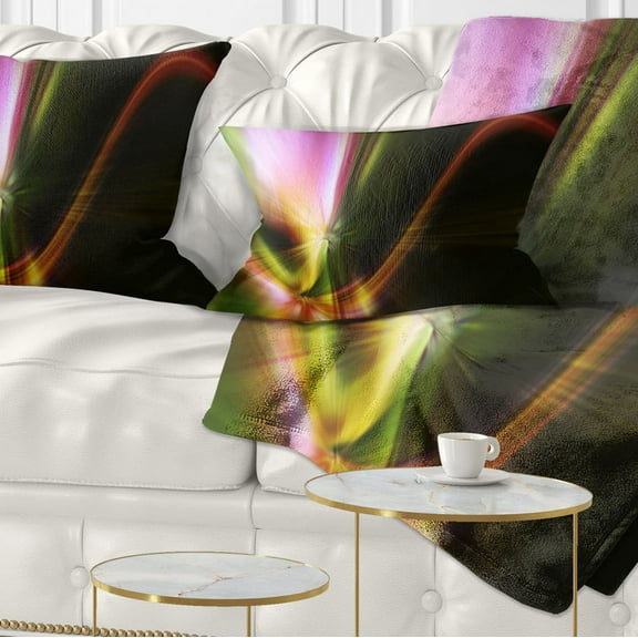 Designart Rays of Speed Green - Abstract Throw Pillow - 12x20