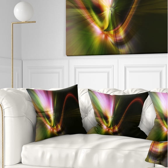Designart Rays of Speed Green - Abstract Throw Pillow - 16x16