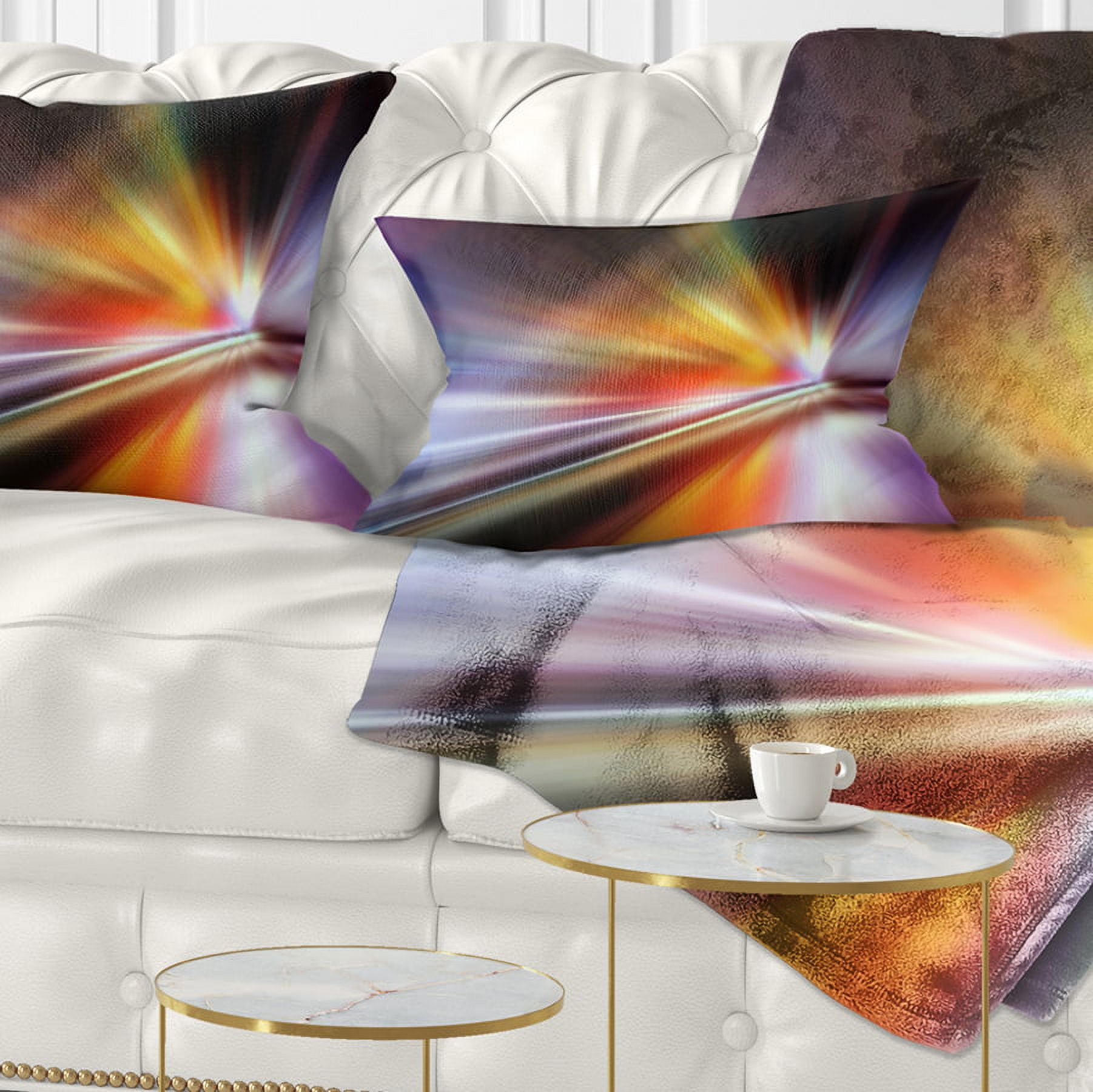 Designart Rays of Speed Purple - Abstract Throw Pillow - 12x20