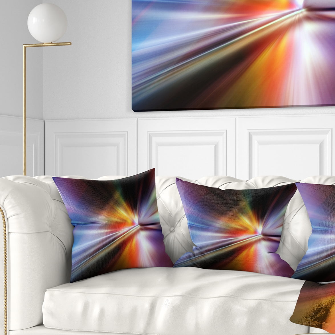 Designart Rays of Speed Purple - Abstract Throw Pillow - 16x16