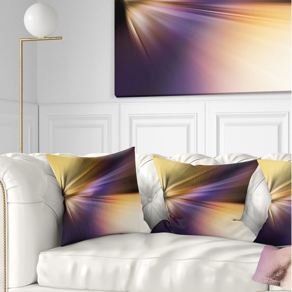 Designart Rays of Speed Purple Brown - Abstract Throw Pillow - 16x16