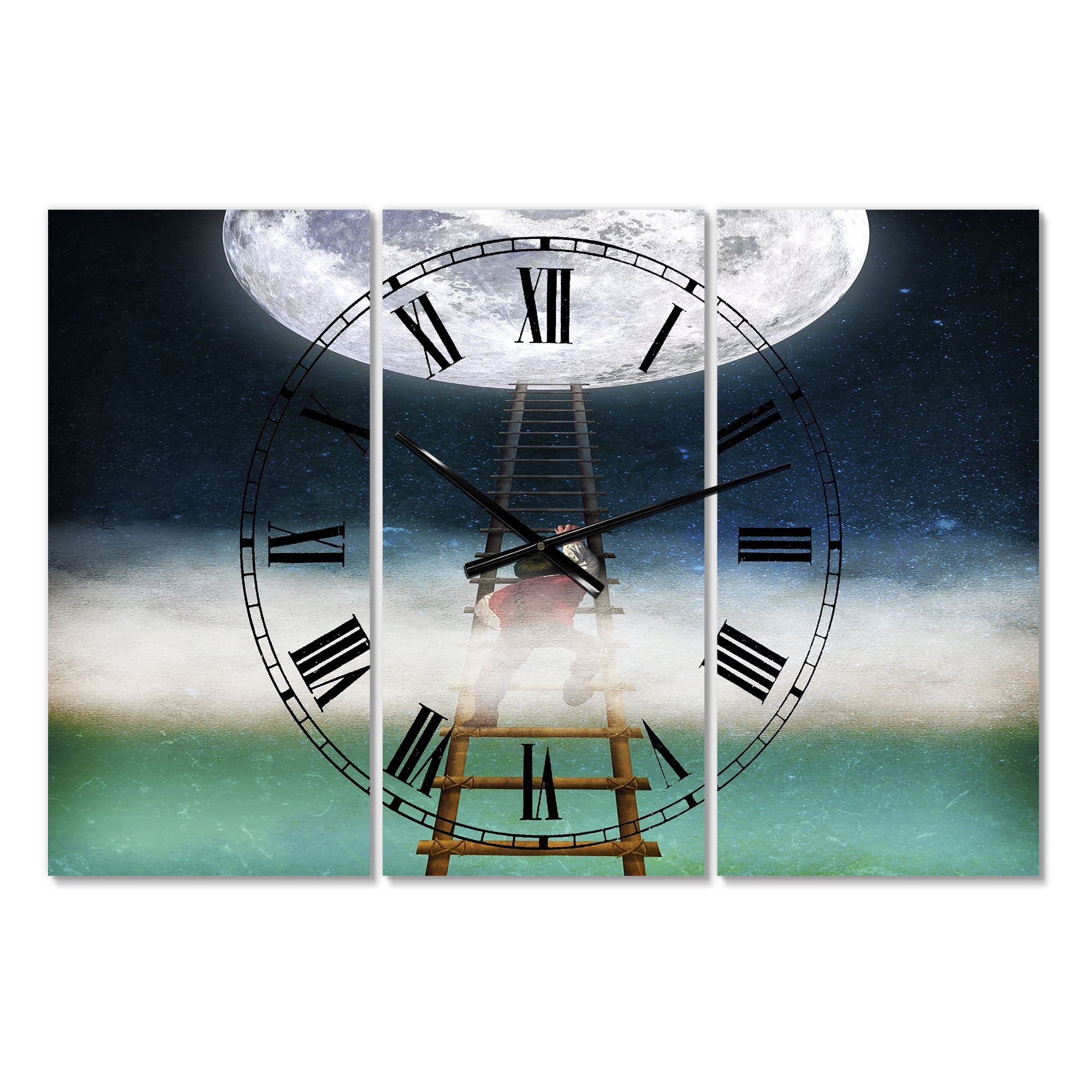 Designart 'Reach for the Moon' Large Modern Wall Clock