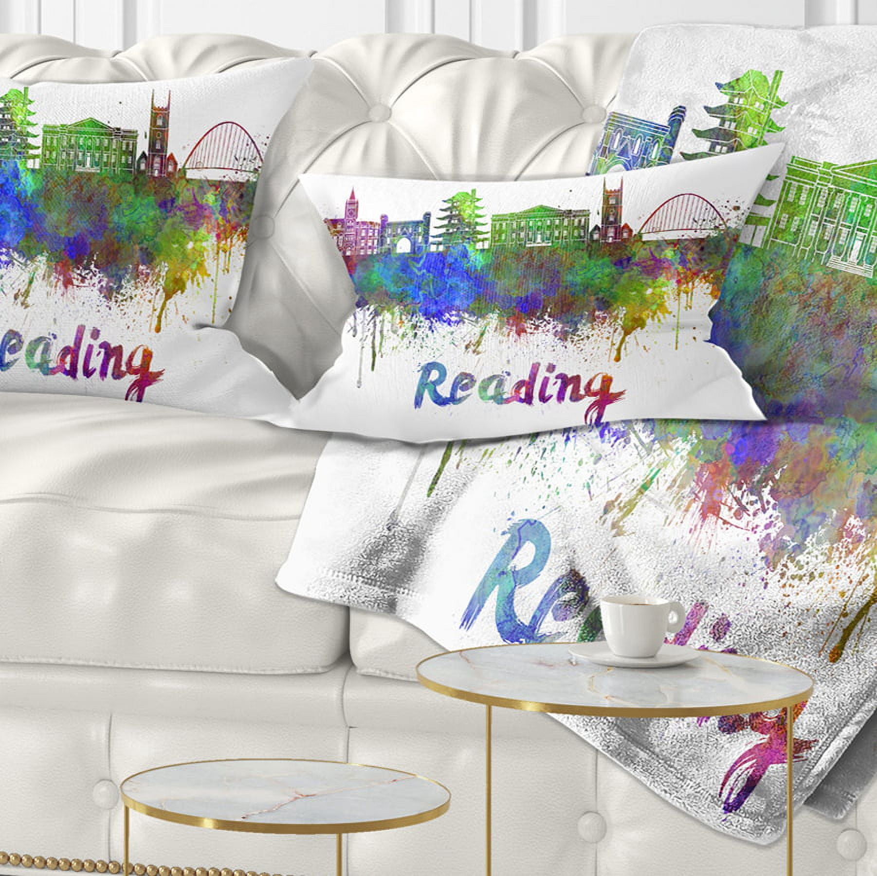 Designart Reading Skyline - Cityscape Throw Pillow - 12x20