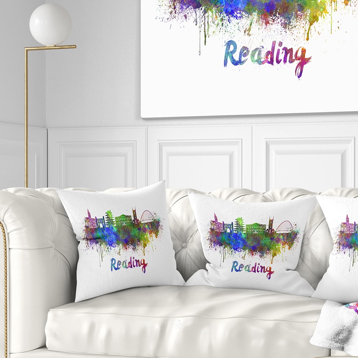 Designart Reading Skyline - Cityscape Throw Pillow - 16x16