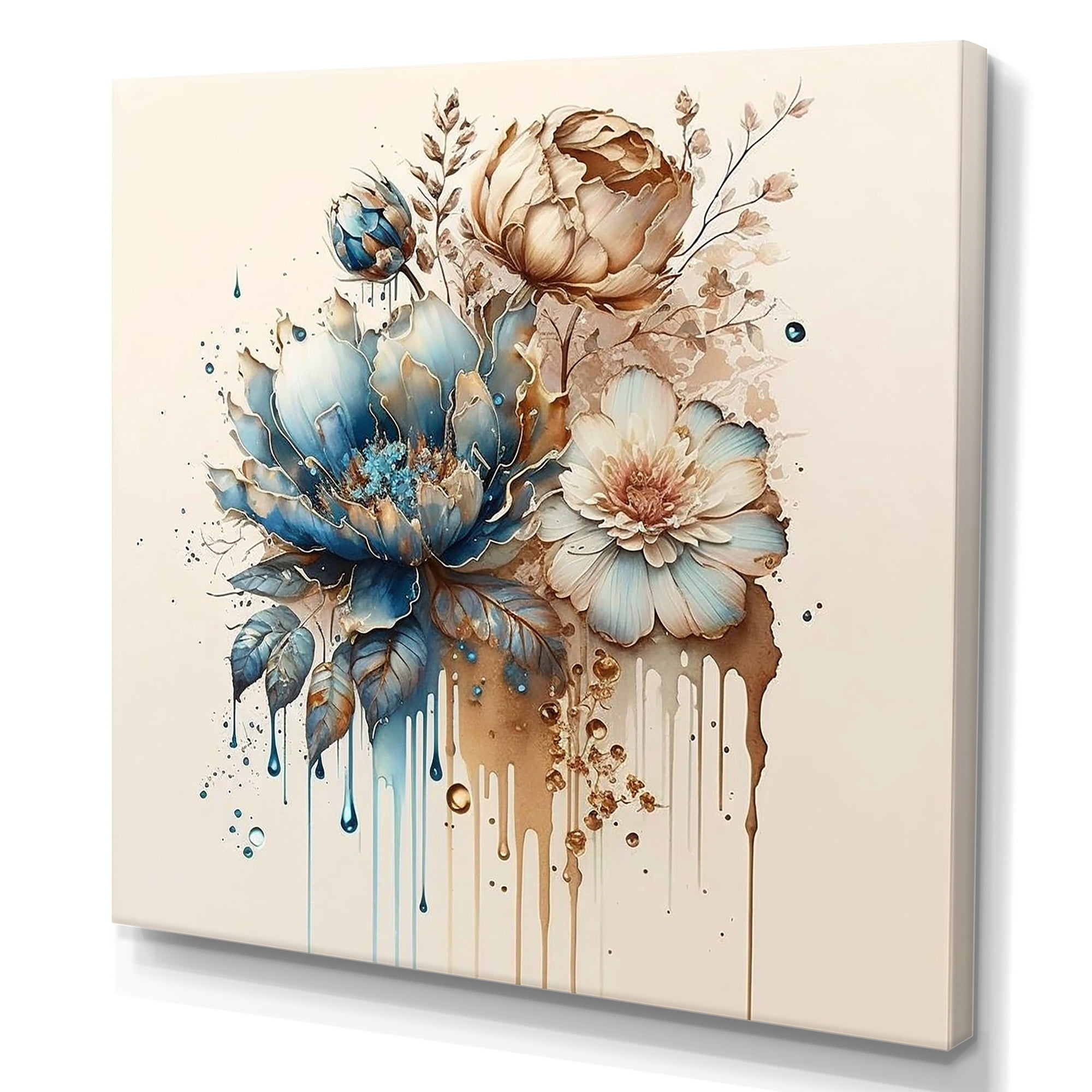 Designart Realistic Blooming Flowers III Canvas Wall Art