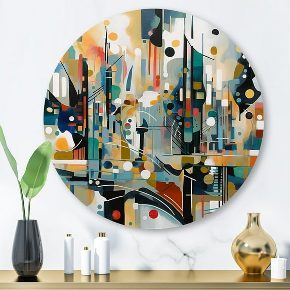 Designart "Reality Transcendence II" Abstract Landscape Metal Round Art Print
