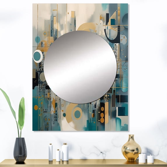 Designart "Reality Transcendence V" Abstract Landscape Mirror Wall Decor - Modern Green Landscapes Living Room Wall Mirror Art - 40" x 30" Inch