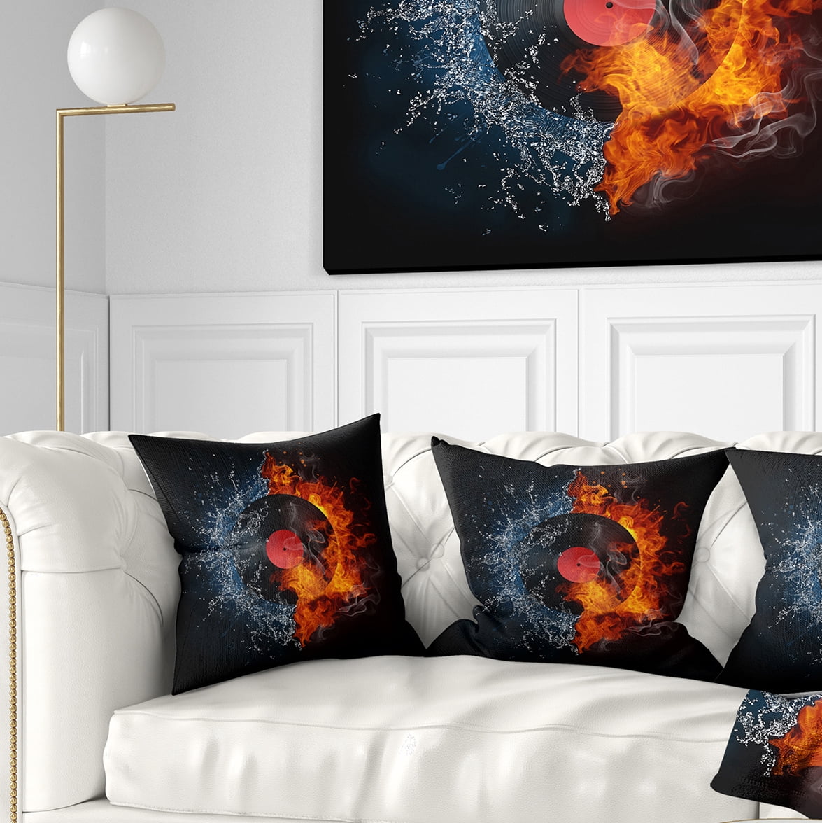 Designart Record Abstract - Abstract Throw Pillow - 16x16