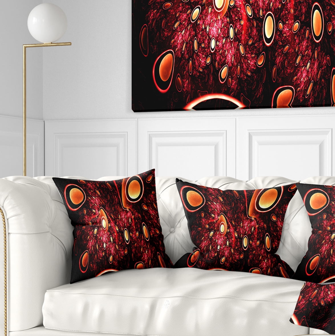 Designart Red 3D Surreal Abstract Design - Abstract Throw Pillow - 16x16