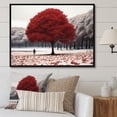 thumbnail image 1 of Designart "Red And Grey Tree silence I" Landscape Trees Floater Framed Canvas Print, 1 of 7