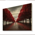 thumbnail image 1 of Designart "Red And Grey Tree silence II" Landscape Trees Print on Natural Pine Wood, 1 of 5