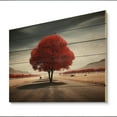 thumbnail image 1 of Designart "Red And Grey Tree silence IV" Floral Print on Natural Pine Wood, 1 of 5