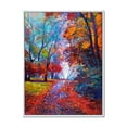thumbnail image 1 of Designart 'Red Autumn Landscape With Little Road' Traditional Framed Canvas Wall Art Print, 1 of 5