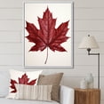 thumbnail image 1 of Designart "Red Autumn Maple Leaf in Minimalist Style" Floral Framed Wall Art - Traditional Red Tree Maple Living Room Framed Canvas Art, 1 of 6