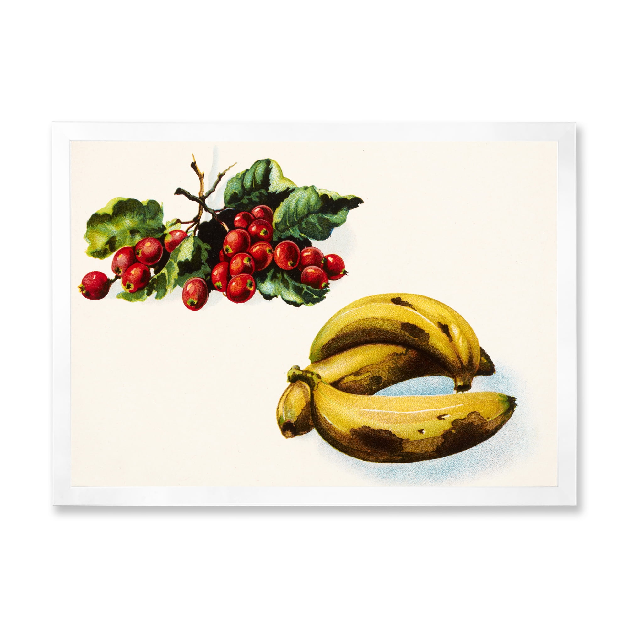 Designart 'Red Berries and Banana' Farmhouse Framed Art Print