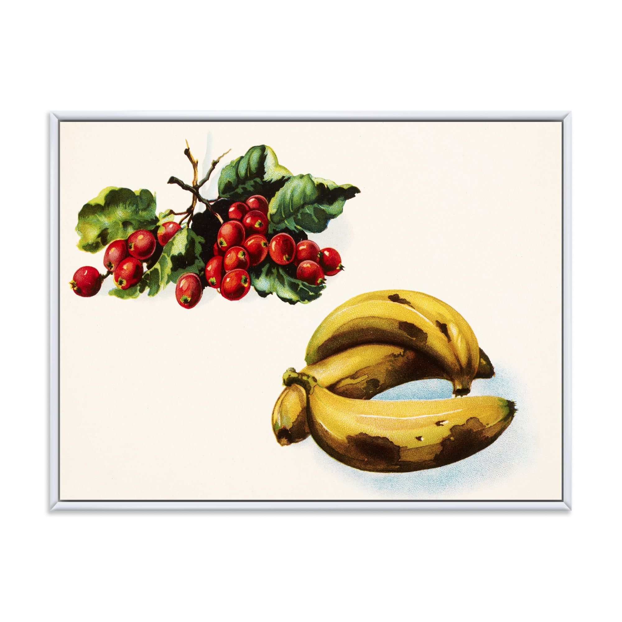 Designart 'Red Berries and Banana' Farmhouse Framed Canvas Wall Art Print