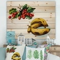 thumbnail image 1 of Designart 'Red Berries and Banana' Farmhouse Print on Natural Pine Wood, 1 of 5
