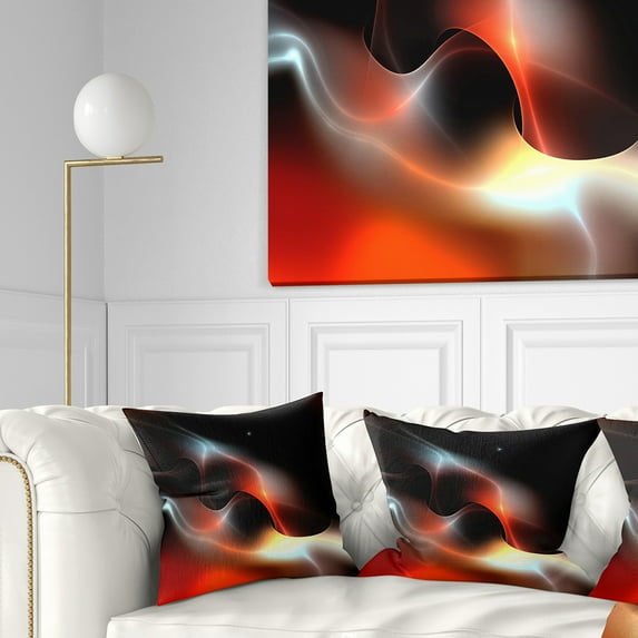Designart Red Black Abstract Warm Fractal Design - Abstract Throw Pillow - 16x16
