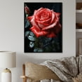 thumbnail image 1 of Designart "Red Black Rose magic Beauty III" Floral Floater Framed Wall Art Living Room, 1 of 7