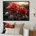 thumbnail image 1 of Designart "Red Black Roses landscape With Sunset" Floral Floater Framed Canvas Art Print, 1 of 7