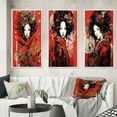 thumbnail image 1 of Designart "Red & Black Vintage Oriental Beauty II" Japon Woman Framed Wall Art Set Of 3 - Red Woman Japon Frame Canvas Set For Living Room Decor, 1 of 7