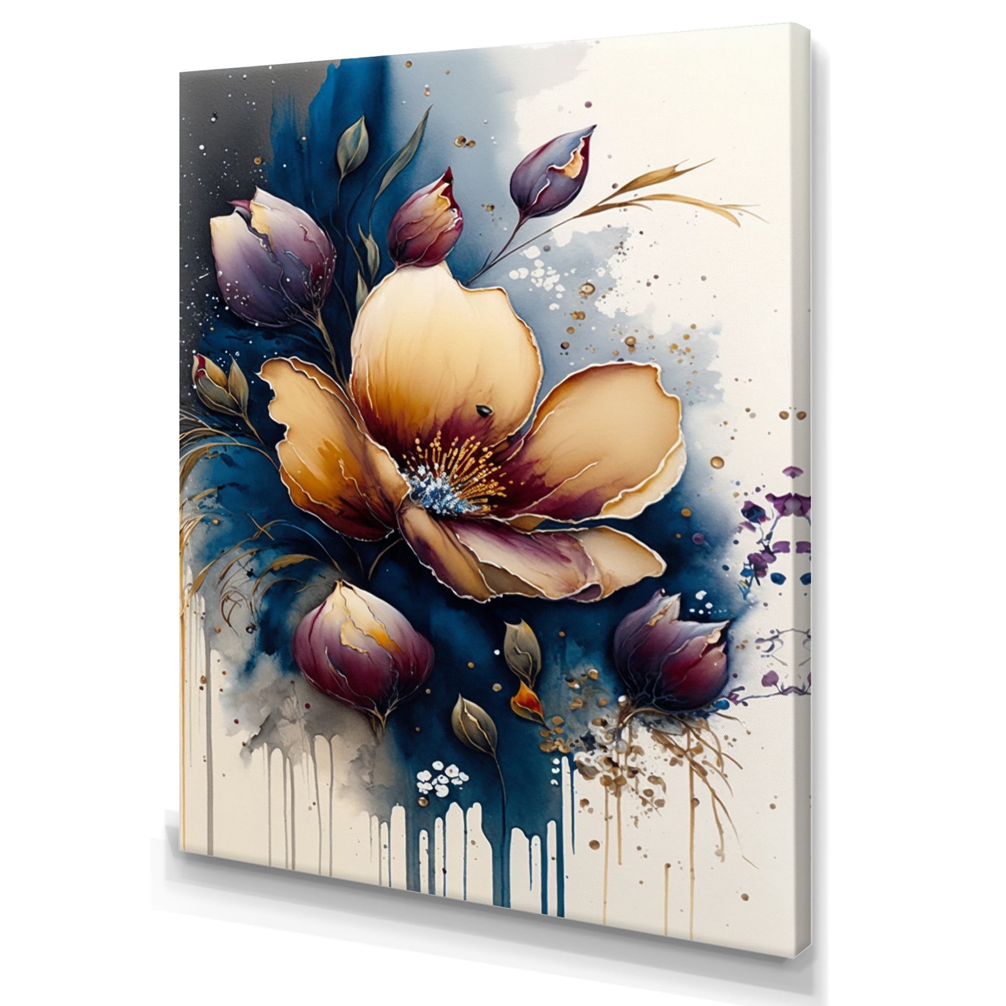 Designart Red Blooming Crocus Flowers III Canvas Wall Art