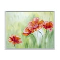 thumbnail image 1 of Designart 'Red Blossoming Poppies Over Wild Green I' Traditional Framed Canvas Wall Art Print, 1 of 5