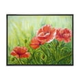 thumbnail image 1 of Designart 'Red Blossoming Poppies Over Wild Green III' Traditional Framed Canvas Wall Art Print, 1 of 5