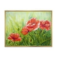 thumbnail image 1 of Designart 'Red Blossoming Poppies Over Wild Green III' Traditional Framed Canvas Wall Art Print, 1 of 5