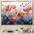 thumbnail image 1 of Designart "Red Blue Botanical Charm" Abstract Botanicals Floater Framed Canvas Art Print, 1 of 7