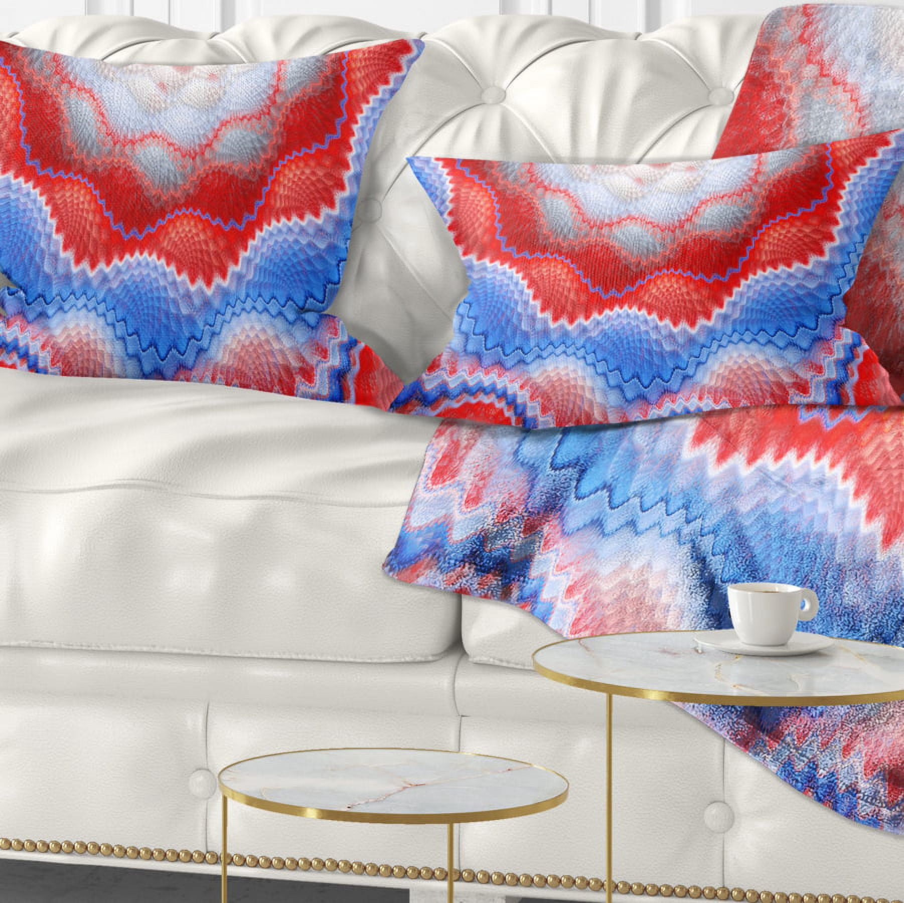 Designart Red Blue Snake Skin Flower - Abstract Throw Pillow - 12x20
