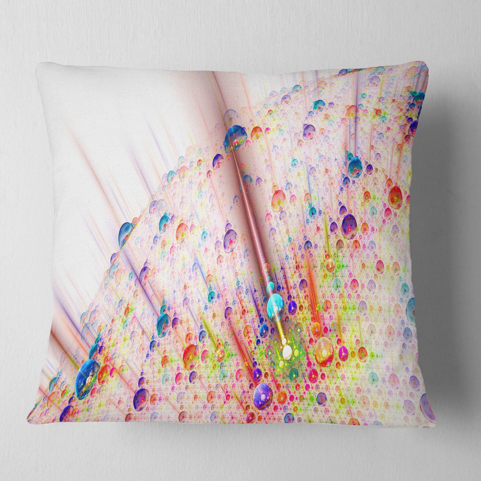 Designart Red Blue Solar Bubbles Planet - Abstract Throw Pillow - 16x16