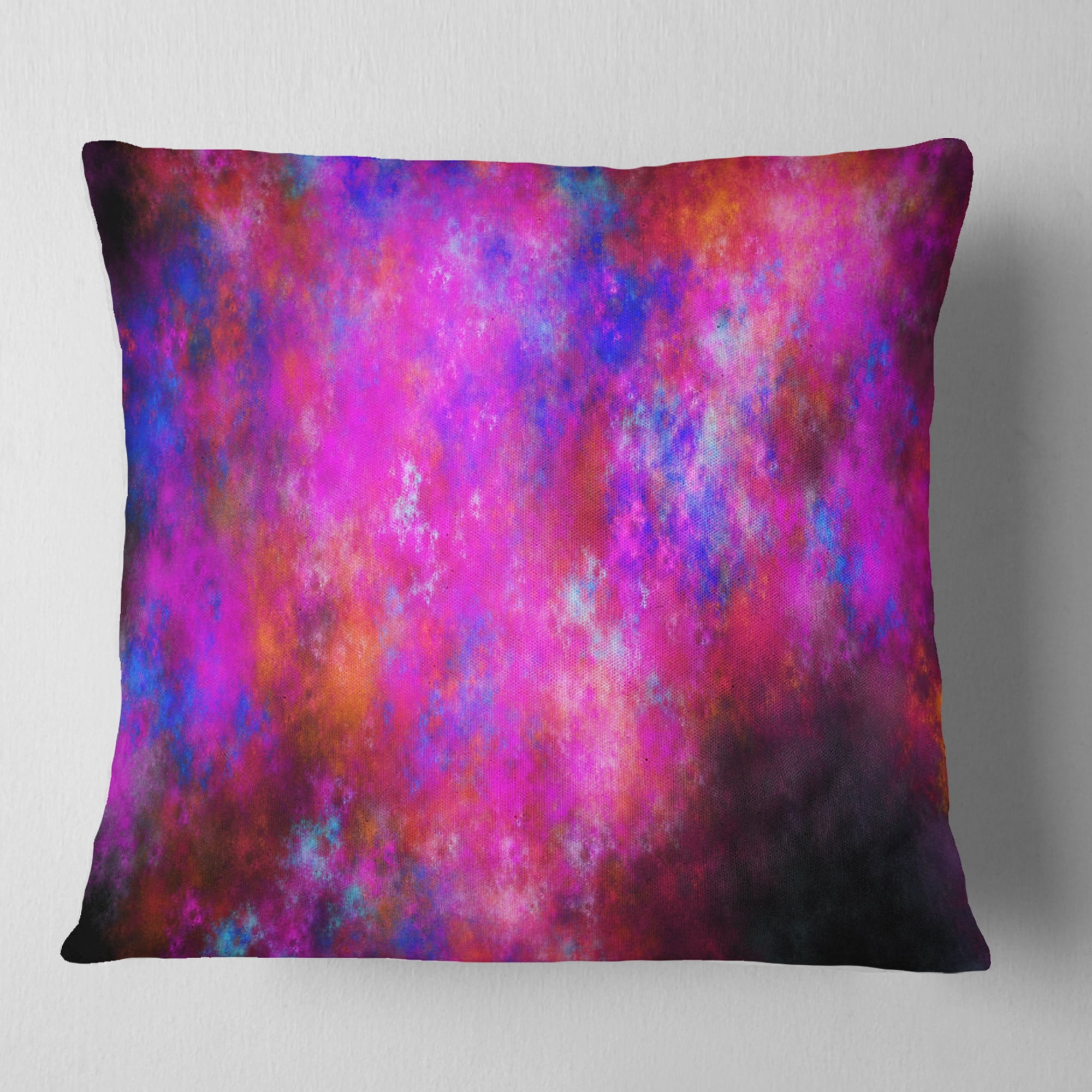Designart Red Blue Starry Fractal Sky - Abstract Throw Pillow - 18x18