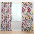 thumbnail image 1 of Designart 'Red Blue and Yellow Floral Pattern' Modern Blackout Curtain Panel, 1 of 4