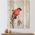 thumbnail image 1 of Designart 'Red Bullfinch Bird Sitting On A Branch' Traditional Print on Natural Pine Wood, 1 of 5