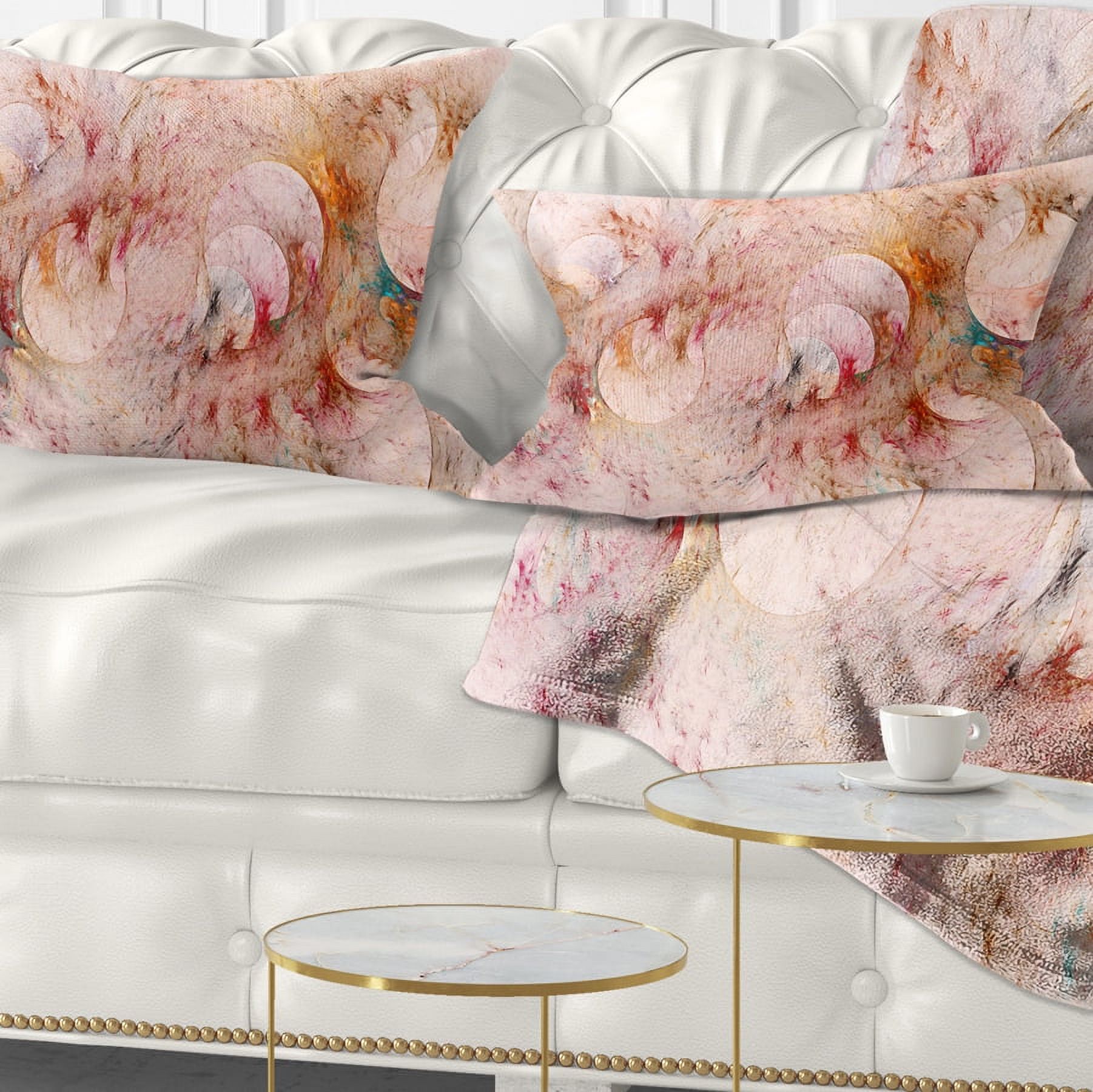 Designart Red Circles Fractal Texture - Abstract Throw Pillow - 12x20