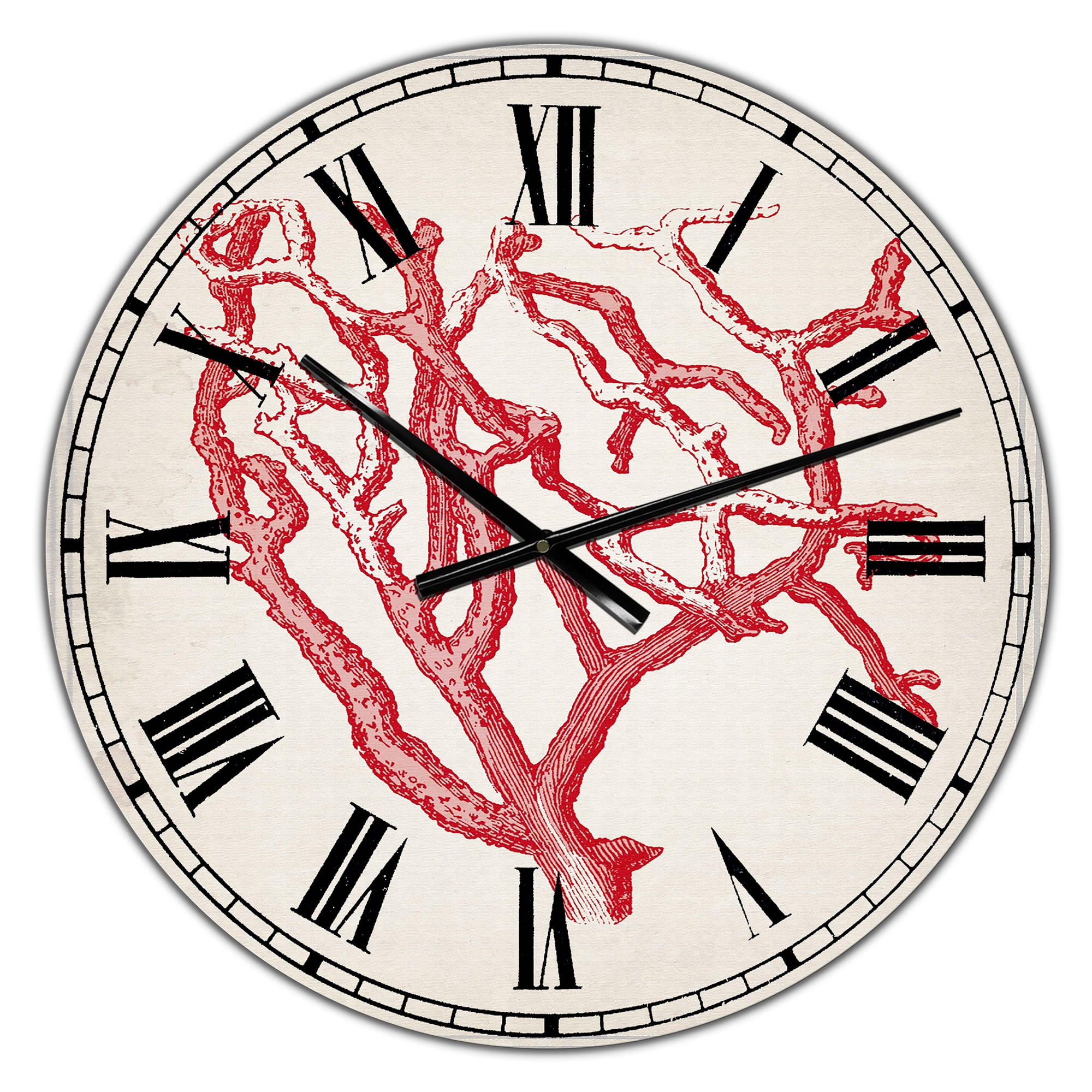 Designart 'Red Coral 2' Large Nautical & Coastal Wall Clock