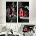 thumbnail image 1 of Designart "Red Cottage in the Countryside Rustic Charm II" Lake House Cottage Wall Art Set Of 2 - Traditional Red Gallery Wall Set For Home Decor, 1 of 6