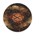thumbnail image 1 of Designart 'Red Dark Gold Fractal Flower Pattern ' Modern Wood Wall Clock, 1 of 5