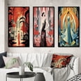 thumbnail image 1 of Designart "Red Evening Gown Art Deco Lady" Fashion Woman Framed Wall Art Set Of 3 - Red Glam Frame Canvas Set For Living Room Decor, 1 of 6
