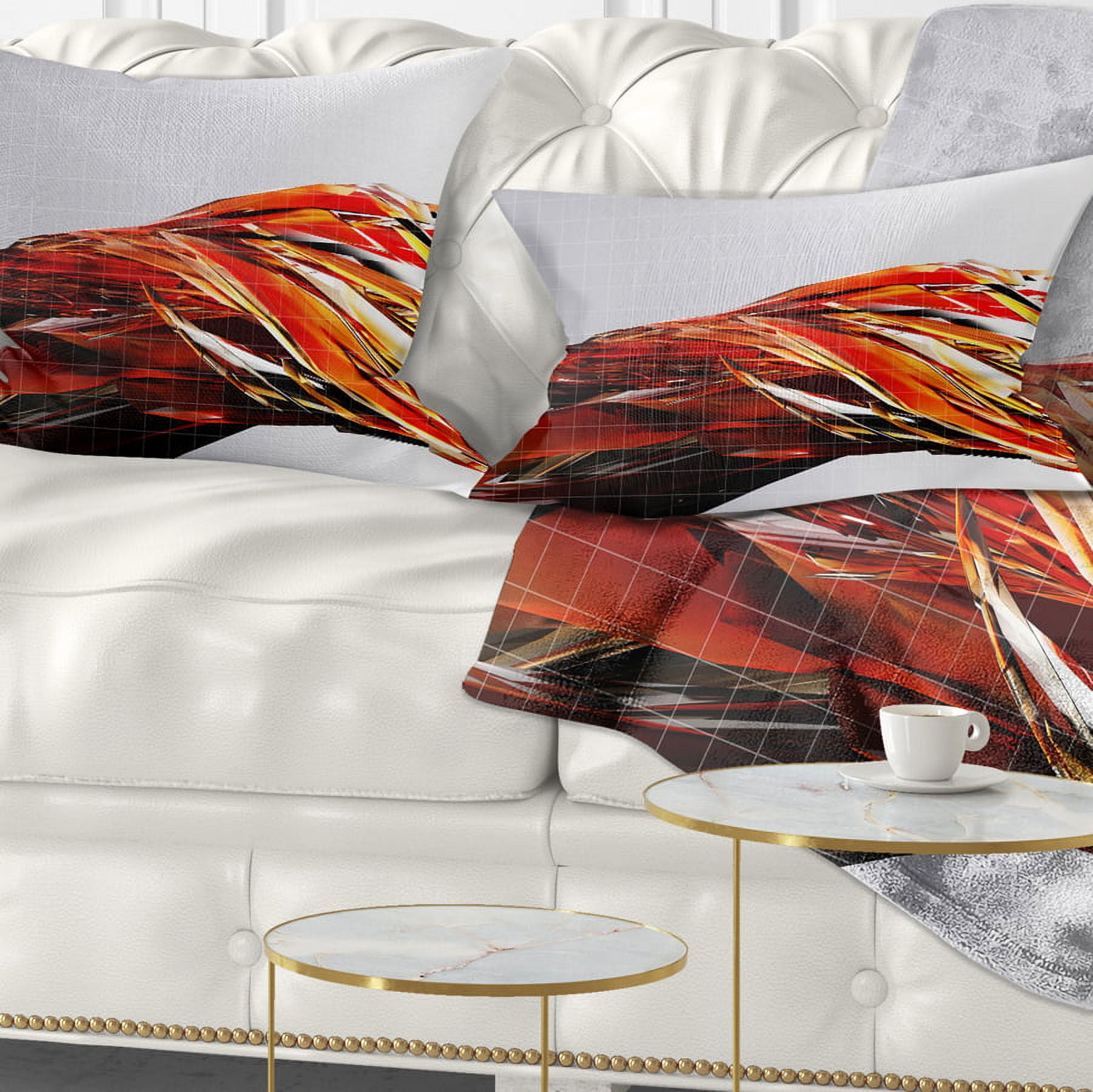 Designart Red Faceted Crystal Texture - Abstract Throw Pillow - 12x20