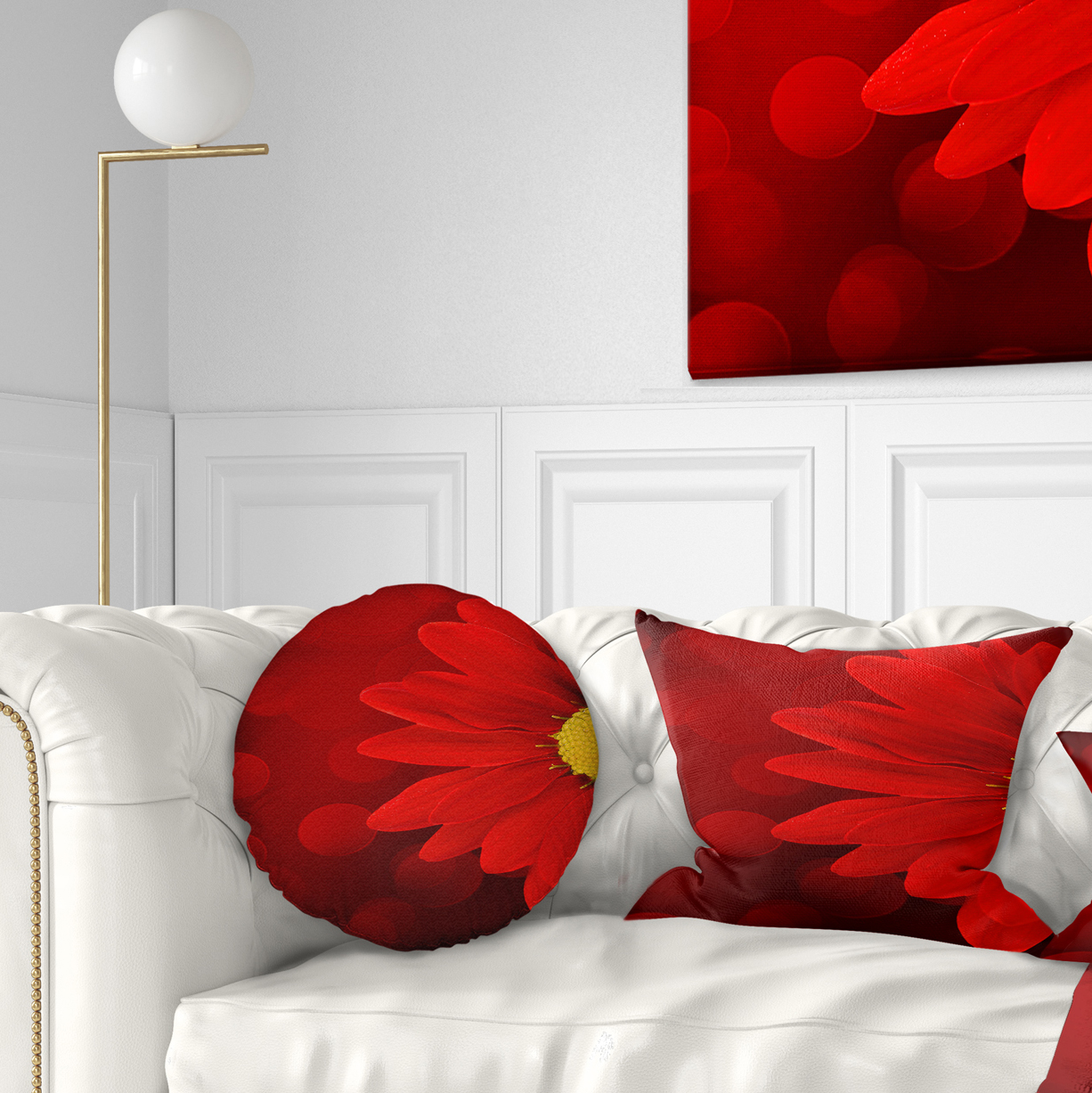 Designart Red Flower with Lit up Background - Floral Throw Pillow - 12x20
