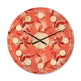 thumbnail image 1 of Designart 'Red Flowers Of Bird Of Paradise ' Mid-Century Modern Wood Wall Clock, 1 of 5