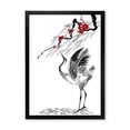 thumbnail image 1 of Designart 'Red Flowers With Japanese Cranes Bird Drawing' Traditional Framed Art Print, 1 of 4
